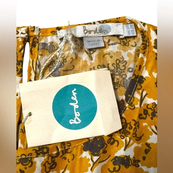 Boden Cotton Top Size 2 NWT – Mustard Tree Print, Keyhole Back - Picture 4 of 7